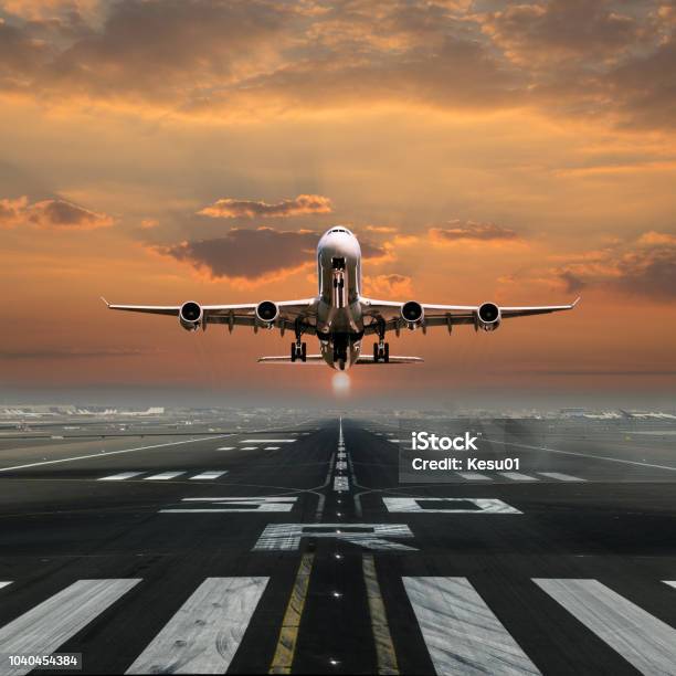 Jet Plane Taking Off The Airport Stock Photo - Download Image Now - Aerospace Industry, Air Vehicle, Airplane