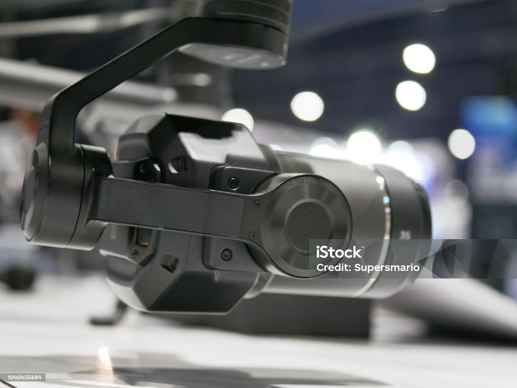 Drone gimbal and camera drone with 4K video camera Advice Stock Photo