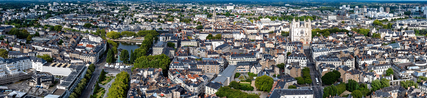 Panoramic view of Nantes in France from above