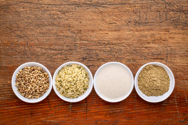 istock hemp seeds, hearts, milk and protein powder 1040460982