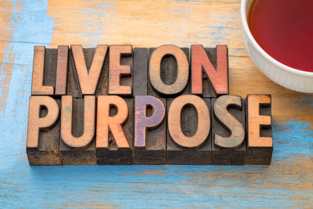 istock Live on purpose wood type banner 1040461590