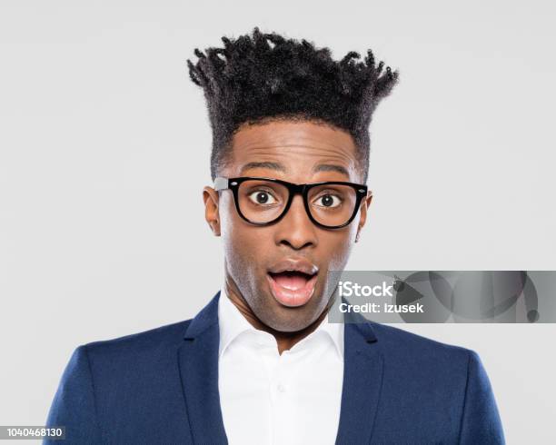 Afro American Man In Suit Looking Surprised Stock Photo - Download Image Now - Adult, Adults Only, African Ethnicity