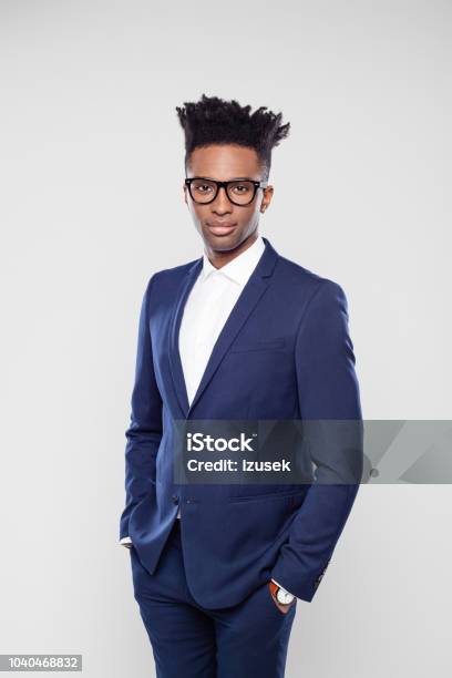 Handsome Afro American Businessman In Studio Stock Photo - Download Image Now - Men, Suit, Black Color