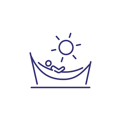Person in hammock line icon. Beach, sun, resort. Sunbathing or vacation concept. Vector illustration can be used for topics like summer, tourism, retreat