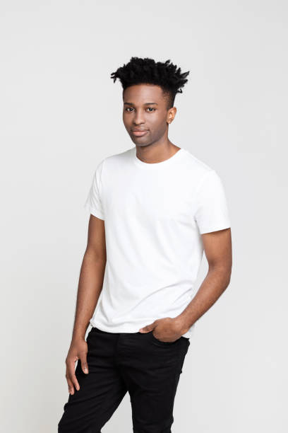 istock Afro american man posing in white t-shirt 1040477132