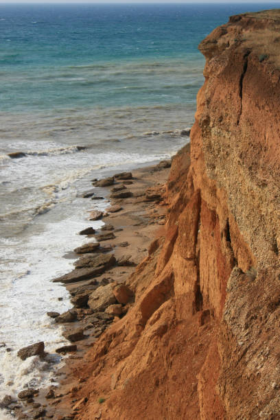 istock Sea waves, surf. Rocks and cliffs. Black Sea. Summer. View from above 1040481574