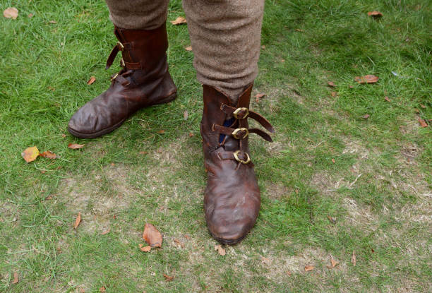 istock Authentic Medieval leather shoes with buckles 1040501186