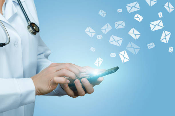 istock Doctor works with letters in envelopes . 1040511146
