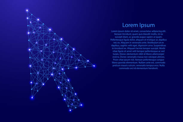 istock mouse pointer arrow symbol from futuristic polygonal blue lines and glowing stars for banner, poster, greeting card. Vector illustration. 1040520314
