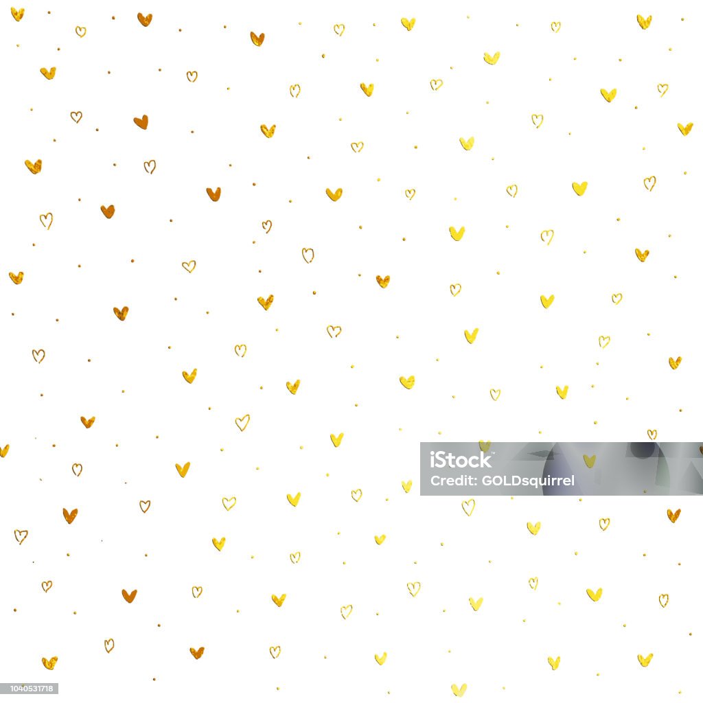 Tiny hand drawn uneven gold heart shapes on white paper background - seamless luxury and minimalistic love card design in vector Uneven spontaneously drawn heart shapes across the entire surface of the white paper card.
Original and unique love elements design. 

Seamless pattern - duplicate it vertically and horizontally to get unlimited area without visible connections.
Zoom to see the details!
Great material for your design. Heart Shape stock vector