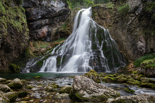 longtime exposure of the gollinger waterfall in the salzburger land.