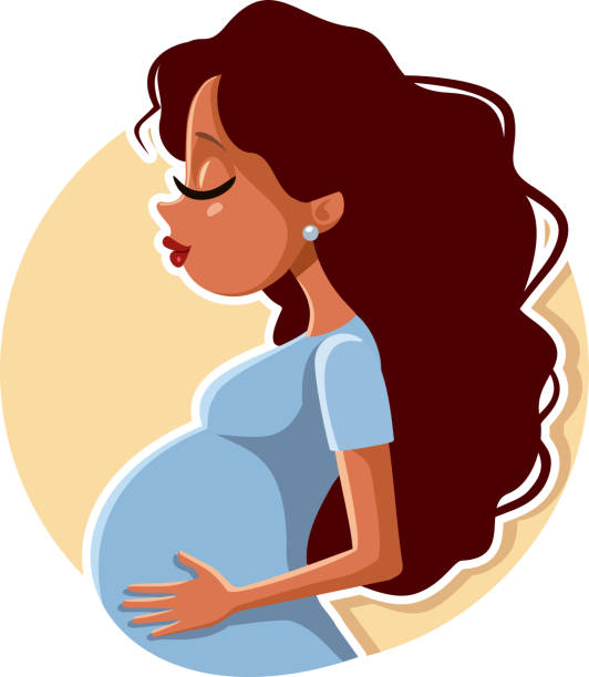 Pregnant Woman Vector Illustration Stock Illustration - Download Image Now  - Pregnant, Cartoon, One Woman Only - iStock