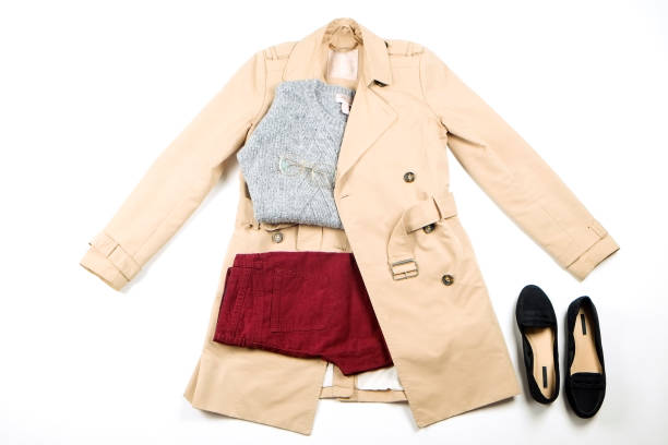 istock Women's clothing set variations for fall season with warm garment items. 1040535376