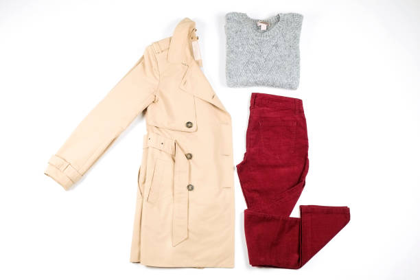 istock Women's clothing set variations for fall season with warm garment items. 1040535378