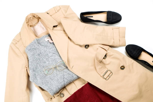 istock Women's clothing set variations for fall season with warm garment items. 1040535382