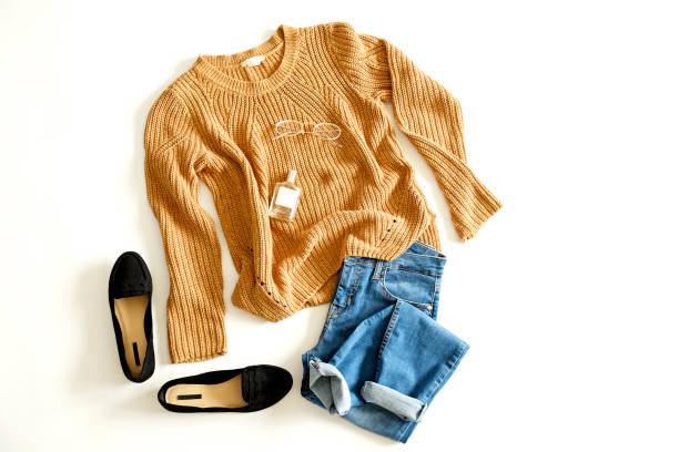 istock Women's clothing set variations for fall season with warm garment items. 1040535820