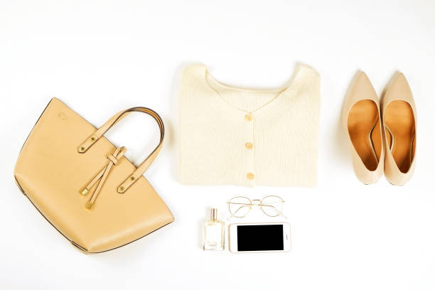 istock Women's clothing set variations for fall season with warm garment items. 1040536046