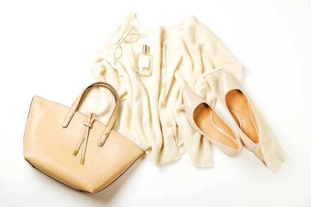 istock Women's clothing set variations for fall season with warm garment items. 1040536052