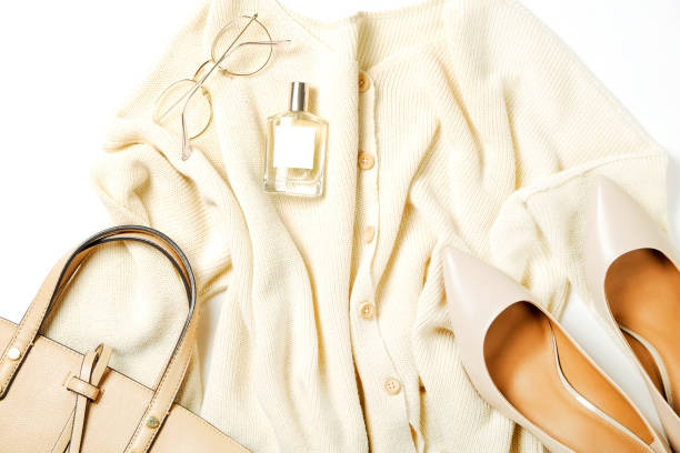istock Women's clothing set variations for fall season with warm garment items. 1040536064