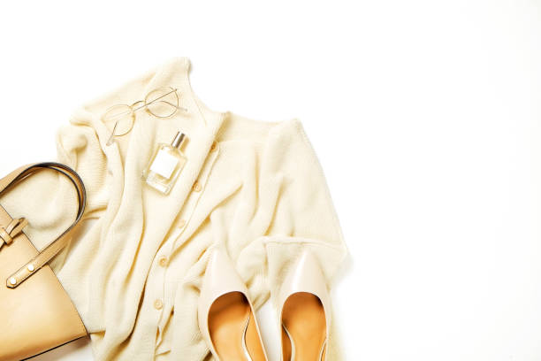 istock Women's clothing set variations for fall season with warm garment items. 1040536094