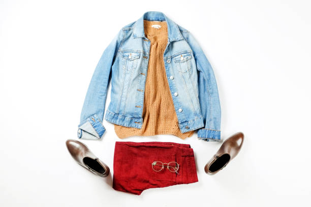 istock Women's clothing set variations for fall season with warm garment items. 1040536140