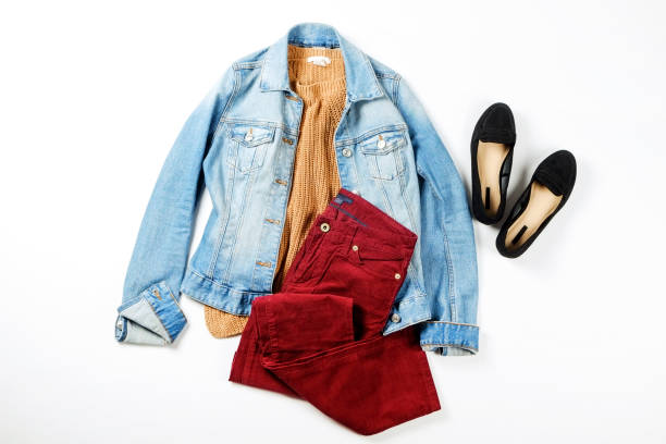 istock Women's clothing set variations for fall season with warm garment items. 1040536144
