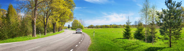 Road panorama on sunny summer day