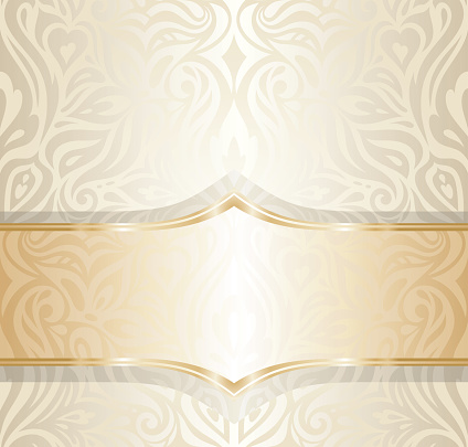 Floral Wedding Invitation Wallpaper Trend Design In Ecru Gold Gentle Shiny  Stock Illustration - Download Image Now - iStock