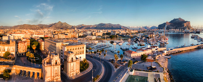 Panoramic view of Palermo, Sicily. Photo taken with drone.