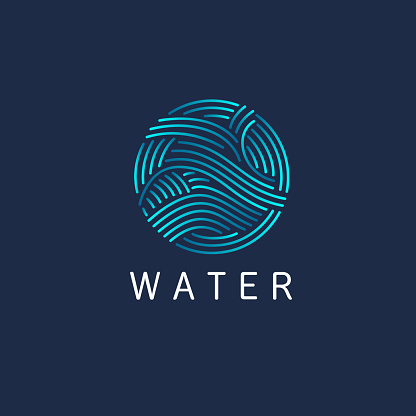 Vector design element. Water sign. Circle with waves