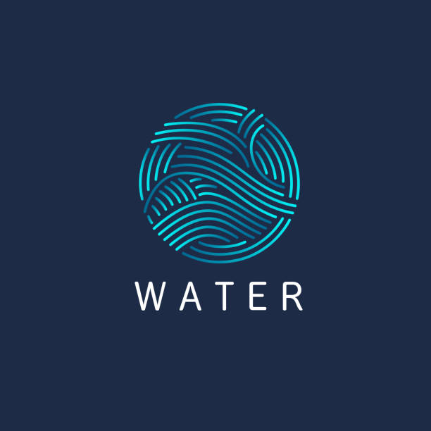 Vector design element. Water sign. Circle with waves Vector design element. Water sign. Circle with waves world-logos stock illustrations