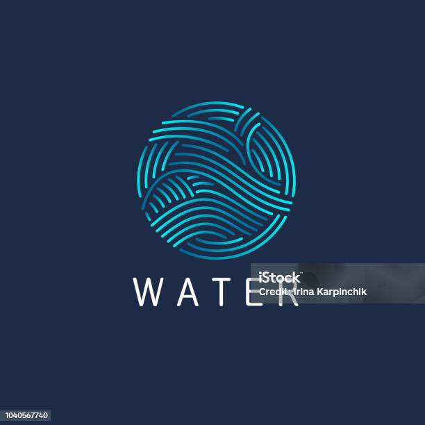 Water Sign Pattern Vector Design Element Water Sign Circle With Waves Stock Illustration ...