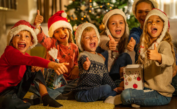 istock Group of children celebrating new year 1040570136