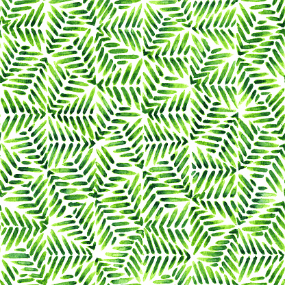 Abstract Christmas Trees watercolors painted on white paper card. The whole composition is made up of various lengths of lines filling a triangular shape that forms the shape of a Christmas tree.
Zoom to see realistic shades of light and dark green watercolor. 
SEAMLESS PATTERN - duplicate it vertically and horizontally to get unlimited area.
Abstract background. Great design for Christmas greeting cards, wrapping paper, prints for cards etc.