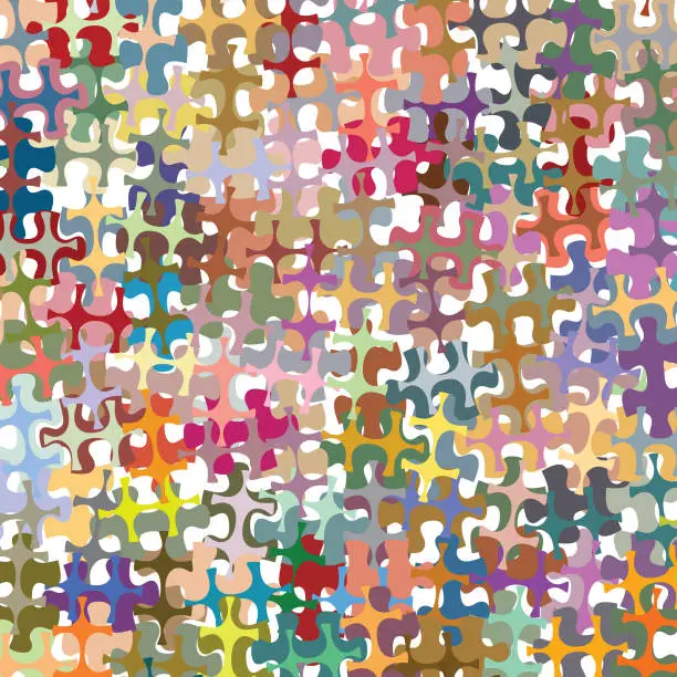 Vector illustration of Computer generated puzzle pieces random rotated and colored