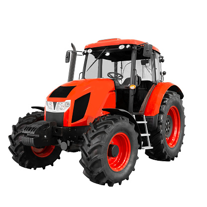 New and modern red agricultural generic tractor isolated on white background