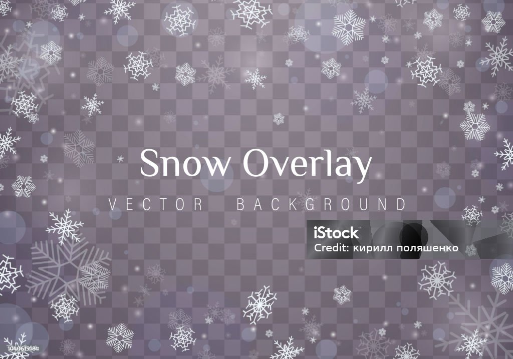 Falling Christmas snow. Falling Christmas snow. Snowflakes isolated on transparent background. Vector heavy snowfall, snowflakes in different shapes and forms. Snowflake Shape stock vector