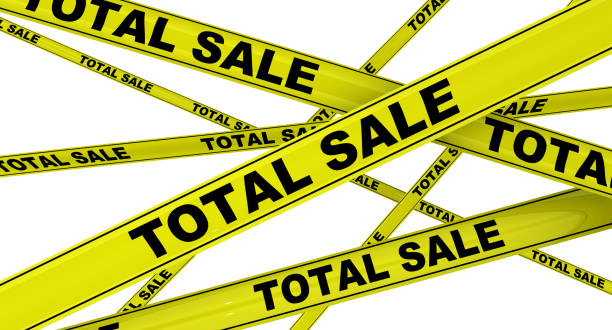 istock Total sale. Yellow warning tapes 1040619322