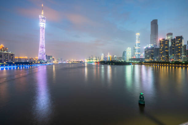 istock guangzhou cityscape with illuminated Canton Tower 1040639032