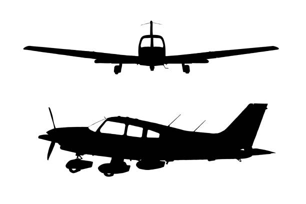 leichtflugzeug vektorformen - propellerflugzeug stock-grafiken, -clipart, -cartoons und -symbole