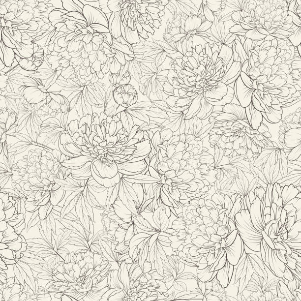 원활한 플로럴 패턴.  - botany wallpaper pattern wallpaper illustration and painting stock illustrations