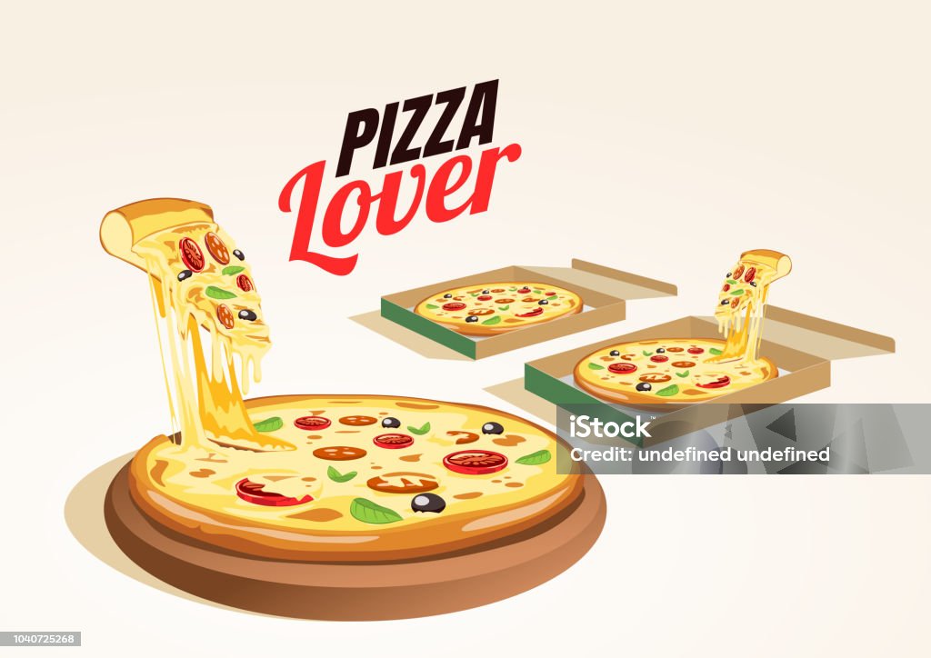 boîte de pizza délicieuse chaude frais de livraison. vecteur alimentaire. - clipart vectoriel de Pizza libre de droits