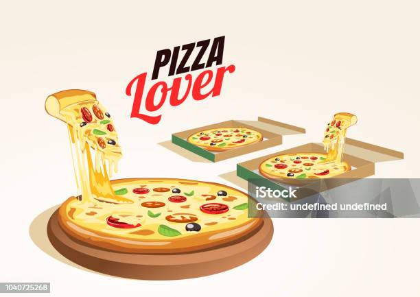 Fresh Hot Delicious Pizza Delivery Box Vector Food Stock Illustration - Download Image Now