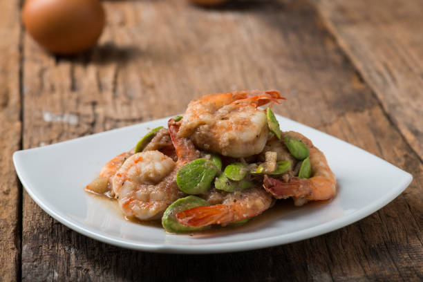 istock Stir-Fried Twisted Cluster Bean with Shrimps/Bitter Bean 1040735274