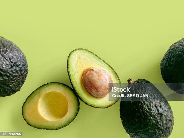 Hass Avocado Stock Photo - Download Image Now - Avocado, Hass Avocado, Flat Lay