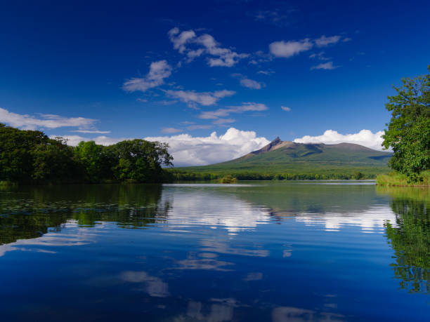 Landscape of Lake Onuma & Mt. Komagatake at Hokkaido