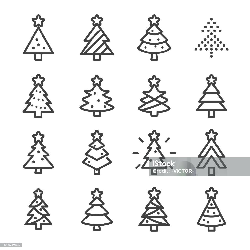 Christmas Tree Icons - Line Series Christmas Tree, Christmas, Christmas Decoration, Christmas Tree stock vector