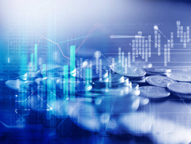istock double exposure image of stock market investment graph and coins stack. 1040758018