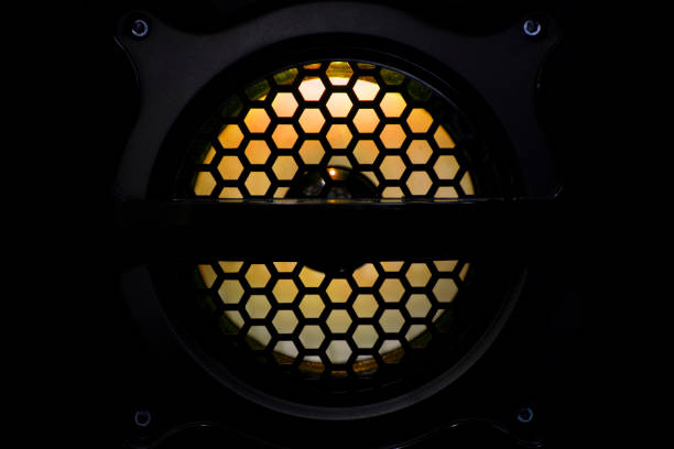 istock Sound speakers dynamics and Red light for music Background. 1040769922