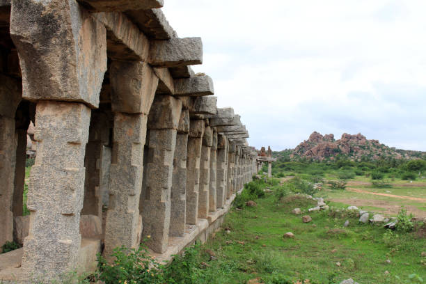 istock Khrisna Bazaar, pillars, and a pond in Hampi 1040774032